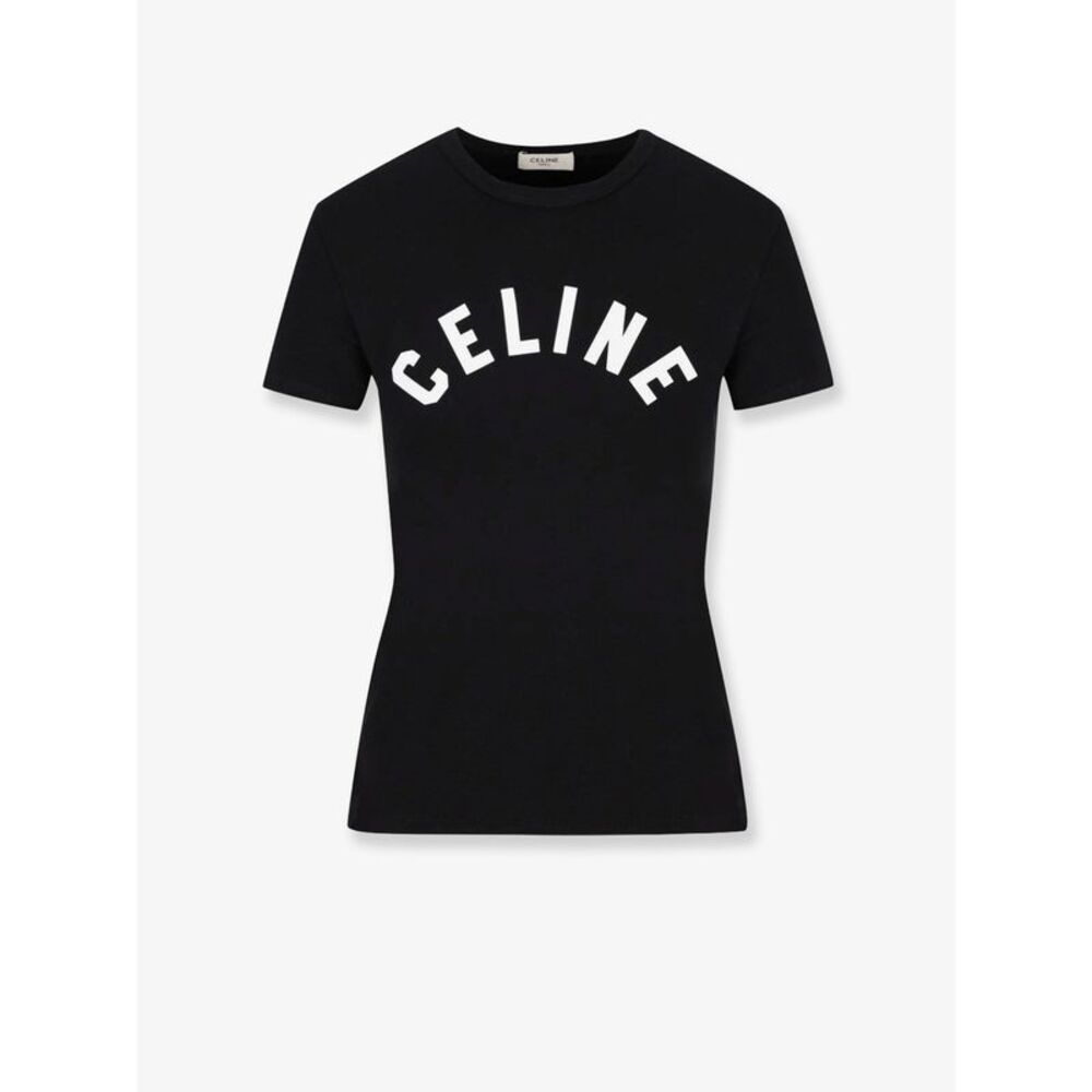 Celine Women Cotton T-Shirt With Front Logo Print
